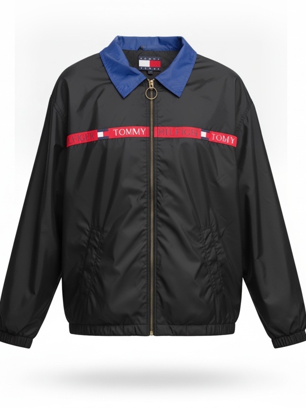 Vintage 90s Tommy Hilfiger Black Windbreaker Y2K